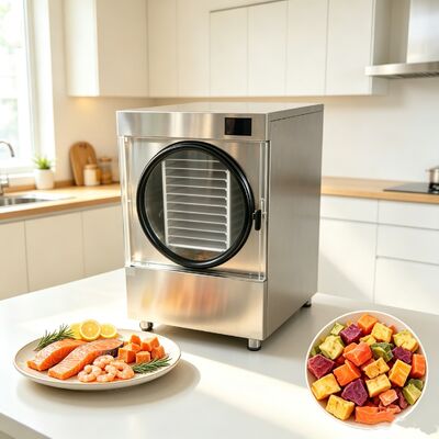 SUS304 roestvrijstalen huishoudelijke vriesdroger met een geluidsniveau van minder dan 50 dB biedt een stille werking en een duurzame constructie voor vriesdrogen