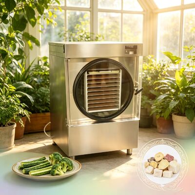 Middelgroot temperatuurbereik voor huishoudelijke vriesdrogers van min 50 graden Celsius tot plus 90 graden Celsius, geschikt voor het bewaren van voedsel en in laboratoria